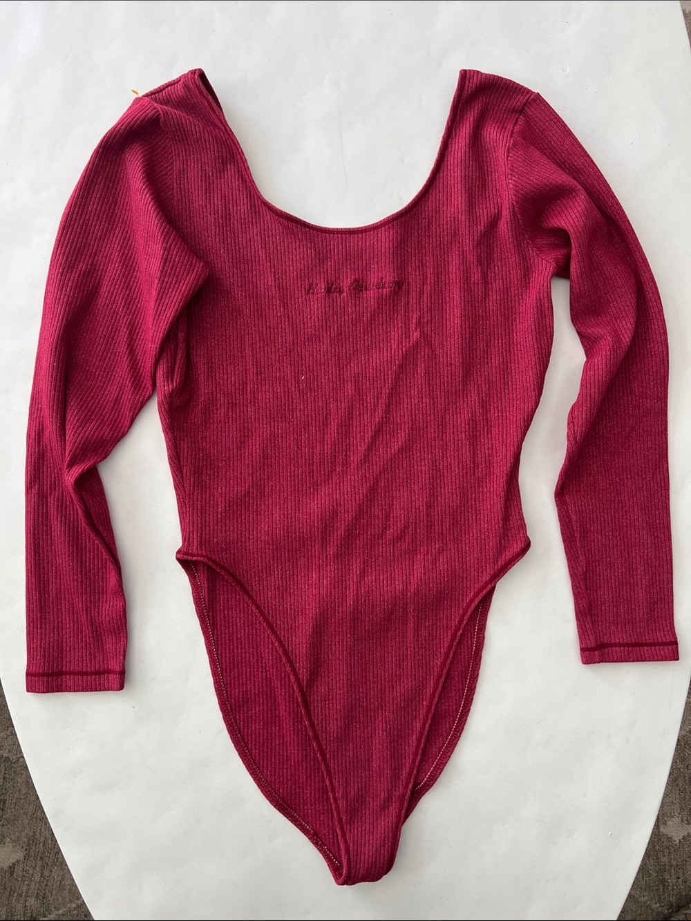 Harley Davidson VTG 90s Scoop Neck Long Sleeve Bodysuit Red Large